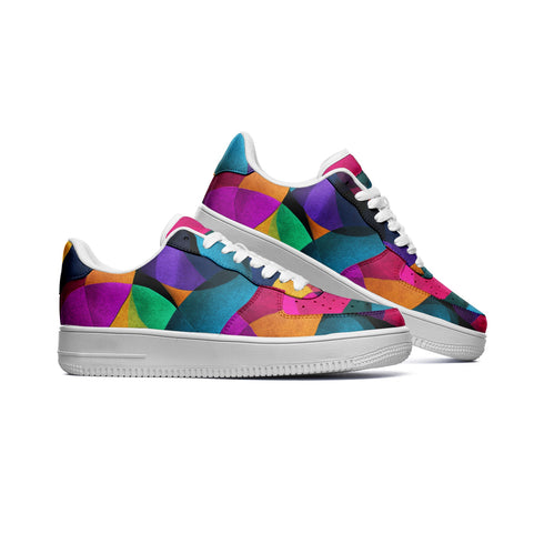 Cubist Dreams Unisex Low Top Leather Sneakers